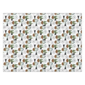 フィフティスハウスプラントアトミックスタイルオンホワイト |原子 テーブルクロス (正面(横))