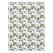 フィフティスハウスプラントアトミックスタイルオンホワイト |原子 テーブルクロス (正面)