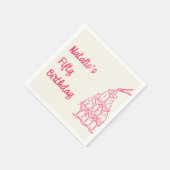 フィフティピンクハンドドロッドシャンパンタワー誕生日 スタンダードカクテルナプキン (角)