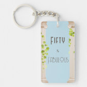 フィフティファブラス誕生日エレガントギリシャテーマブルー キーホルダー (正面)