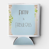 フィフティファブラス誕生日エレガントギリシャテーマブルー 缶クーラー (正面)