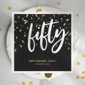 フィフティブラック金ゴールド50th誕生日パーティー スタンダードカクテルナプキン