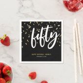 フィフティブラック金ゴールド50th誕生日パーティー スタンダードカクテルナプキン (インサイチュ)