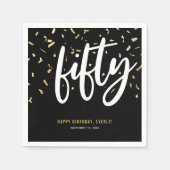 フィフティブラック金ゴールド50th誕生日パーティー スタンダードカクテルナプキン (正面)