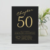 フィフティブラック金ゴールド50th誕生日パーティー 招待状 (スタンド正面)