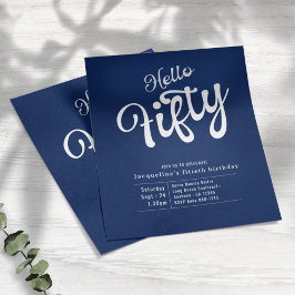 フィフティブルーホワイトバジェット50th誕生日招待状 チラシ