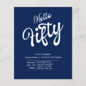 フィフティブルーホワイトバジェット50th誕生日招待状 チラシ (正面)