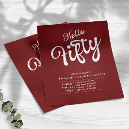 フィフティレッドホワイトバジェット50th誕生日招待状 チラシ