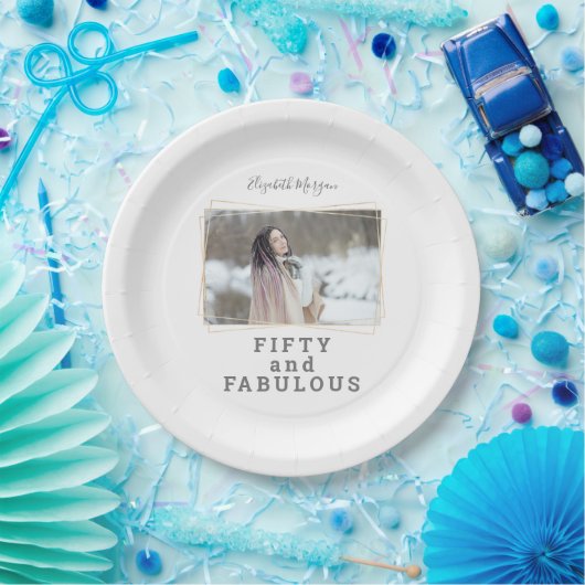 フィフティーアンドファビューフォトモダン誕生日 ペーパープレート (パーティー)