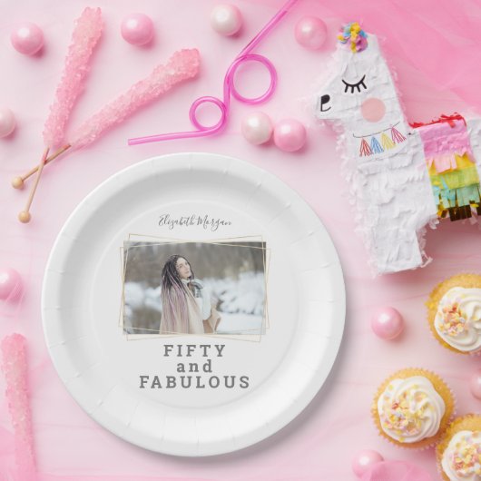 フィフティーアンドファビューフォトモダン誕生日 ペーパープレート (パーティー)