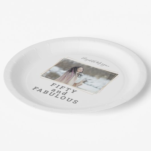 フィフティーアンドファビューフォトモダン誕生日 ペーパープレート (アングル)