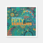 フィフティーアンドファブカラフルルースブルーボヘミアン スタンダードカクテルナプキン (正面)