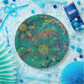 フィフティーアンドファブカラフルルースブルーボヘミアン ペーパープレート (パーティー)