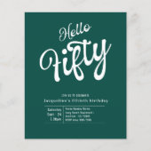 フィフティーグリーンホワイトバジェット50th誕生日招待状 チラシ (正面)