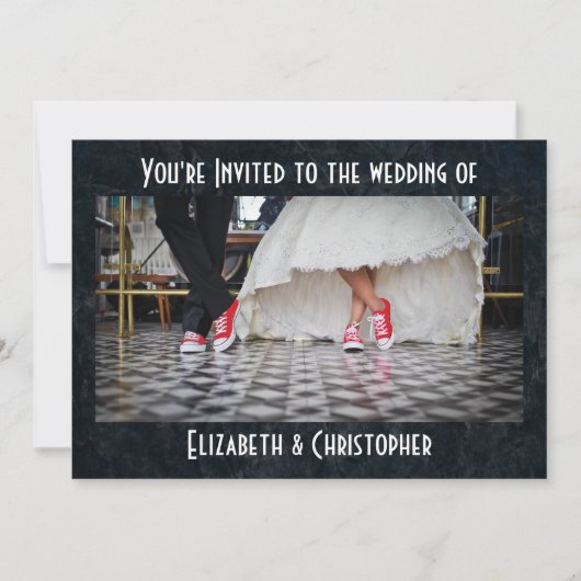 フィフティーズスタイルディーナーレッドシューズ結婚ズ 招待状 (正面)