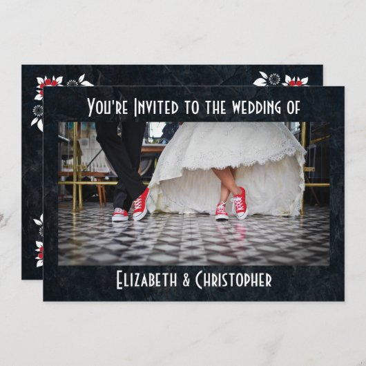 フィフティーズスタイルディーナーレッドシューズ結婚ズ 招待状 (正面/裏面)