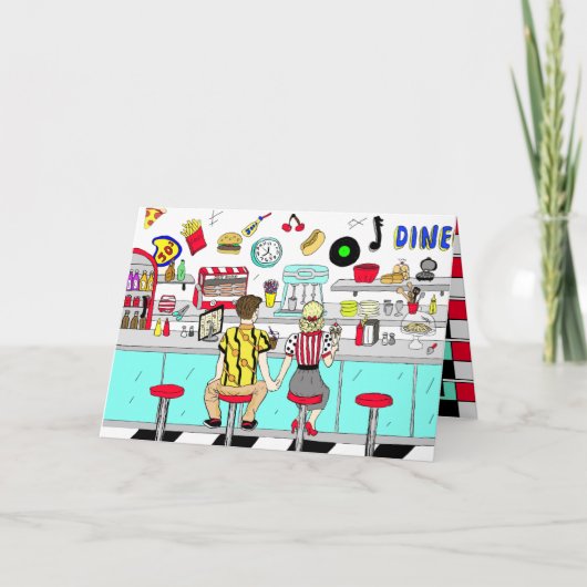 フィフティーズレトロカップルハッピーバレンタインデー カード (正面)