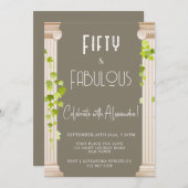 フィフティーファブエレガントルースブラウンギリシャテーマ誕生日 招待状 (正面/裏面)
