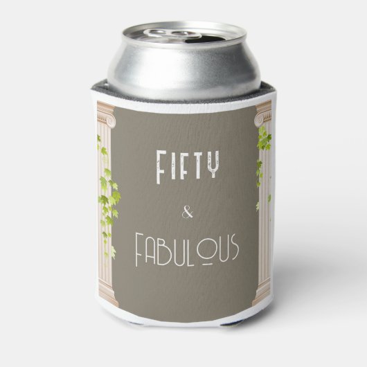 フィフティーファブラス誕生日エレガントギリシャテーマブラウン 缶クーラー (缶裏面)