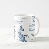 フィフティーファブルウォーターカラーブルーフローラ50誕生日 コーヒーマグカップ (正面右)