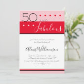フィフティーファブルピンクレッドモダン誕生日招待状 招待状 (スタンド正面)