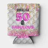 フィフティーファブルピンク金ゴールド50誕生日 缶クーラー (正面)