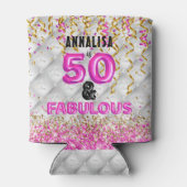 フィフティーファブルピンク金ゴールド50誕生日 缶クーラー (裏面)