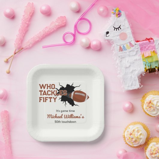 フィフティーフットボール50おもしろいth誕生日に挑む人 ペーパープレート (パーティー)