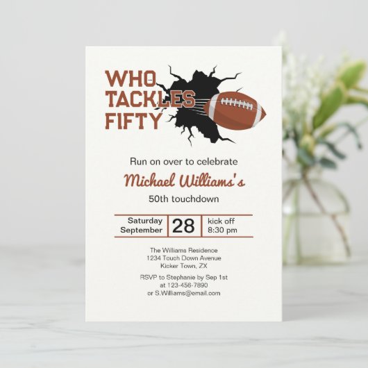 フィフティーフットボール50おもしろいth誕生日に挑む人 招待状 (スタンド正面)