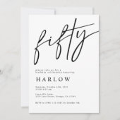フィフティーブラックアンドホワイト誕生日招待状 案内状 (正面)