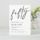フィフティーブラックアンドホワイト誕生日招待状 案内状 (スタンド正面)