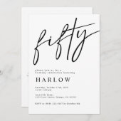 フィフティーブラックアンドホワイト誕生日招待状 案内状 (正面/裏面)