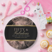 フィフティー&ファブリューネームブラック金ゴールドダスティバラブラック ペーパープレート (パーティー)