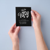 フィフティ白黒バジェット50th誕生日招待状 チラシ (手)