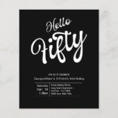 フィフティ白黒バジェット50th誕生日招待状 チラシ (正面)
