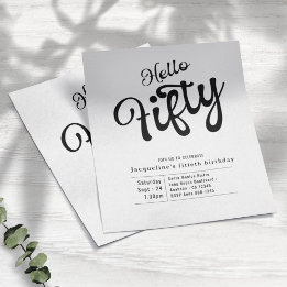 フィフティ白黒バジェット50th誕生日招待状 チラシ
