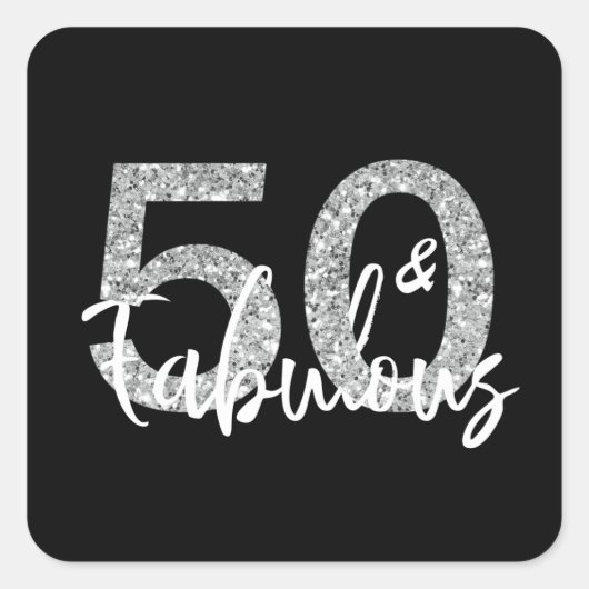 フィフティ50と素晴らしいシルバーグリッター モダン スクエアシール (正面)