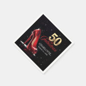 フィフティ50と素晴らしい誕生日レッド金ゴールドハイヒール スタンダードカクテルナプキン (角)