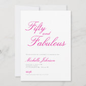フィフティ＆ファビュラス ピンク 50歳の誕生日パーティー招待状 招待状 (正面)