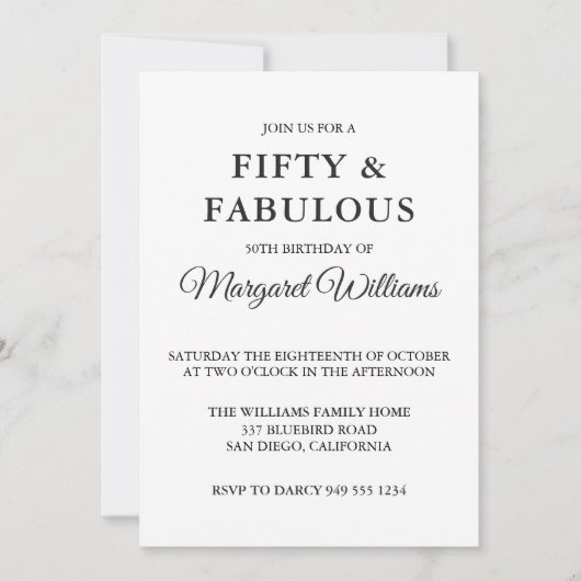 フィフティ&ファブラス水玉模様白黒トレンディー 招待状 (正面)