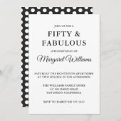 フィフティ&ファブラス水玉模様白黒トレンディー 招待状 (正面/裏面)