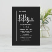 フィフティ&ファブラス白黒50th誕生日パーティー 招待状 (スタンド正面)