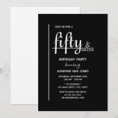 フィフティ&ファブラス白黒50th誕生日パーティー 招待状 (正面/裏面)