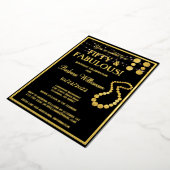 フィフティ&ファブラス誕生日ブラック実在金ゴールド 箔招待状 (回転した状態)