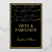 フィフティ&ファブラス誕生日ブラック実在金ゴールド 箔招待状 (裏面)