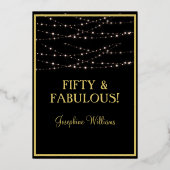 フィフティ&ファブラス誕生日ブラック実在金ゴールド 箔招待状 (裏面)