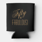 フィフティ&ファブラス誕生日ブラック金ゴールド パーソナライズされた 缶クーラー (正面)
