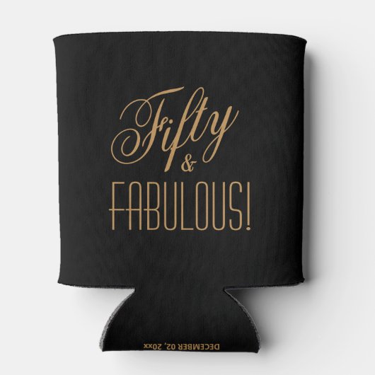 フィフティ&ファブラス誕生日ブラック金ゴールド パーソナライズされた 缶クーラー (裏面)