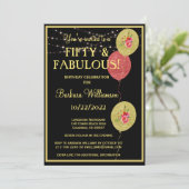 フィフティ&ファブラス誕生日ブラック金ゴールド 招待状 (スタンド正面)
