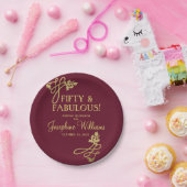 フィフティ&ファブラス誕生日レッド金ゴールド ペーパープレート (パーティー)